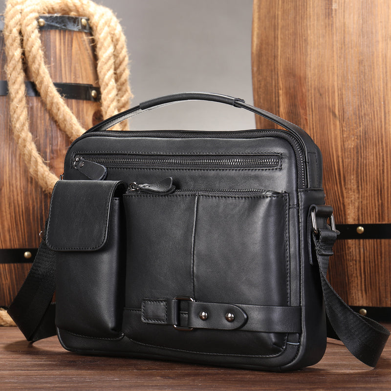 men's leather messenger bag, view 2 - MRSLM