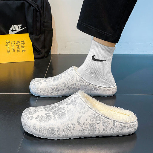 men's winter fleece-lined indoor slippers - MRSLM