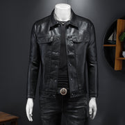 men's lapel pu leather coat, view 6 - MRSLM