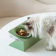 elevated double ceramic pet bowl with iron stand, view 9 - MRSLM