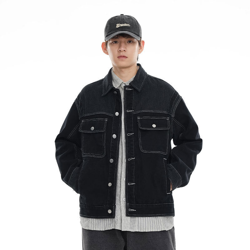 Color stitching denim coat, view 2 - MRSLM