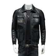 men's slim fit PU leather coat, view 2 - MRSLM