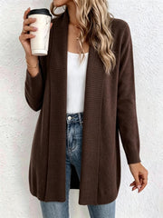Women's shawl collar long knit cardigan, view 8 - MRSLM