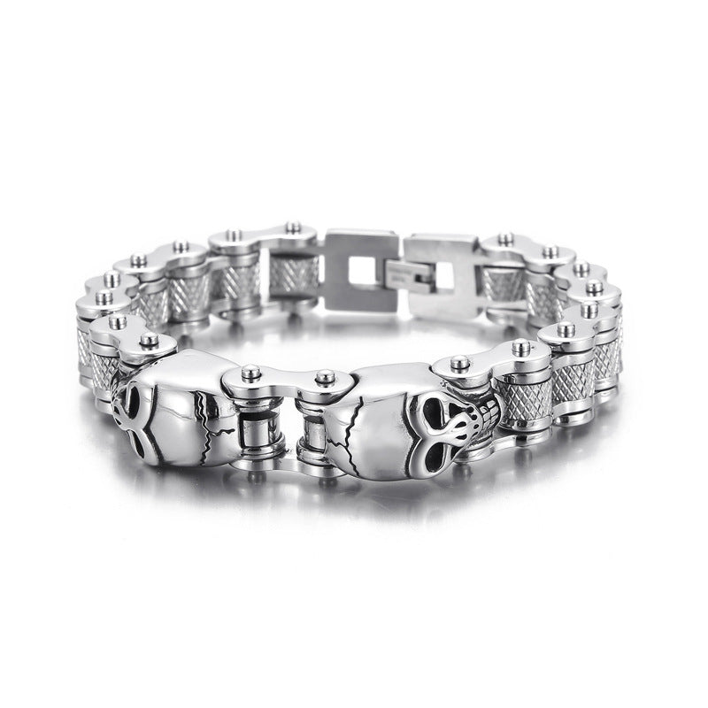 skull bike chain titanium steel bracelet, view 2 - MRSLM