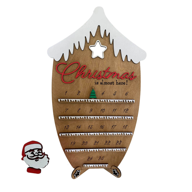Wooden Christmas countdown calendar decoration, view 7 - MRSLM