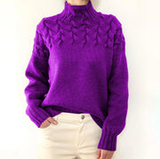 cable woven high collar sweater, view 18 - MRSLM