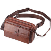 top layer cowhide messenger bag, view 7 - MRSLM