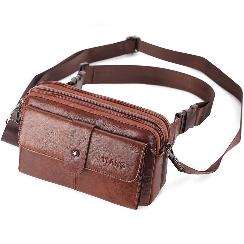 top layer cowhide messenger bag, view 7 - MRSLM