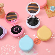 portable folding hair comb with mirror, view 11 - MRSLM