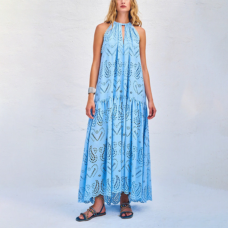 embroidered halter dress, view 6 - MRSLM