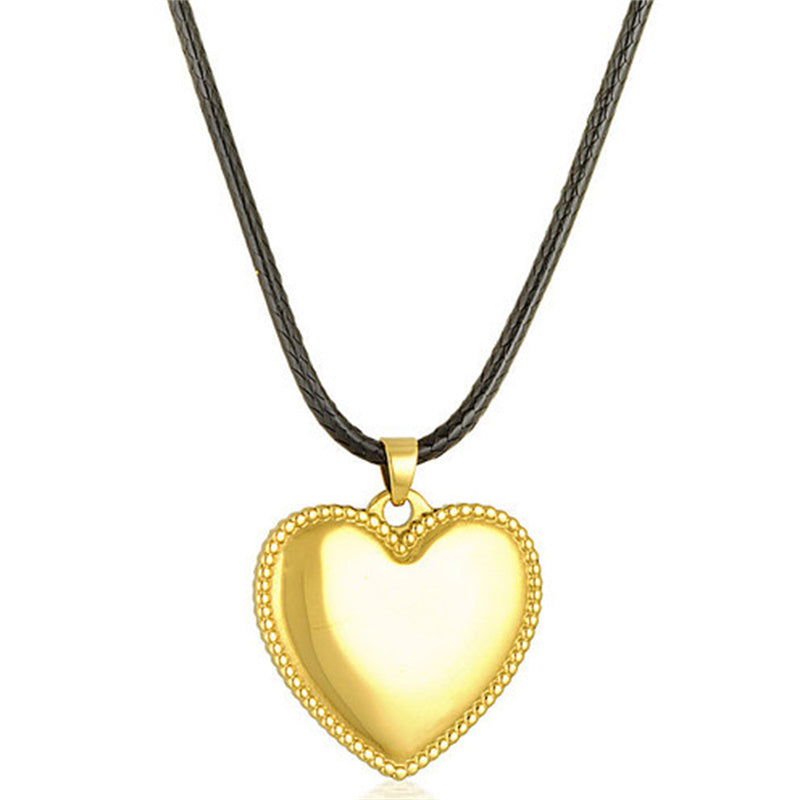 embossed love necklace with leather cord, view 2 - MRSLM