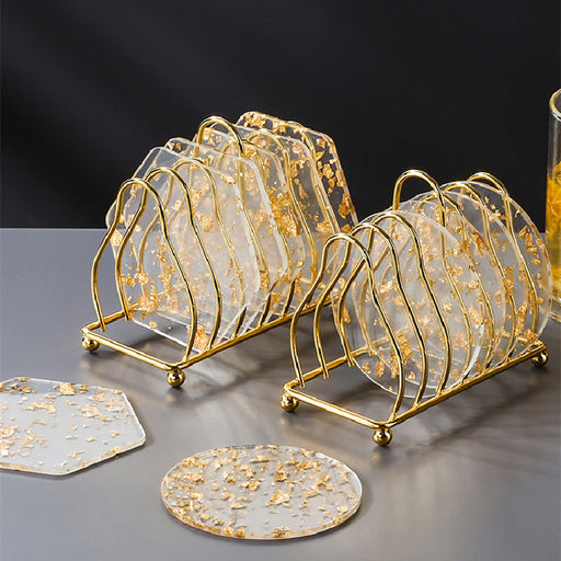 Acrylic gold foil coaster set - MRSLM