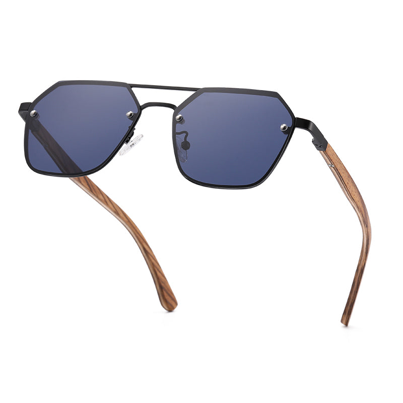 polarized wood frame sunglasses, view 2 - MRSLM