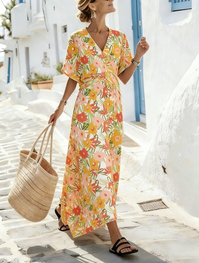 Women's Floral Print Wrap Maxi Dress