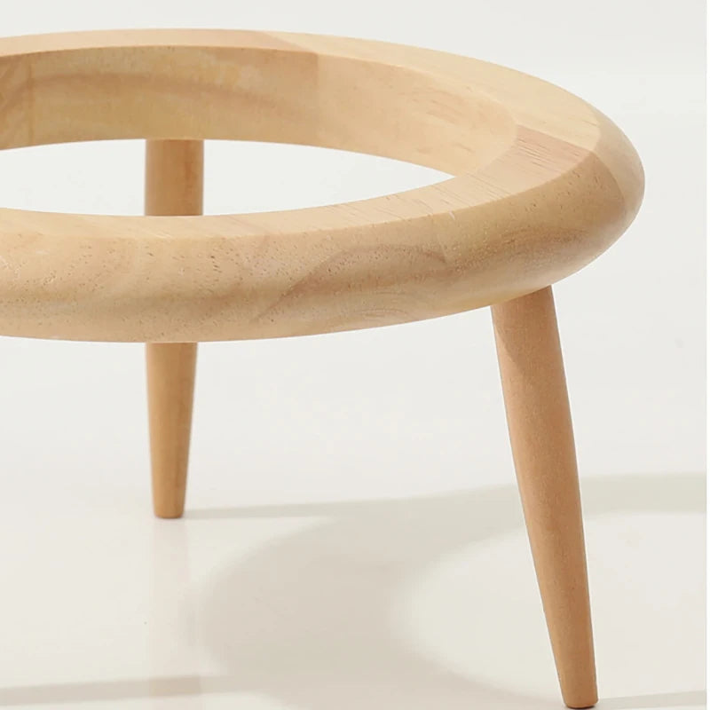 Elevated ceramic pet bowls with wooden stand, view 23 - MRSLM