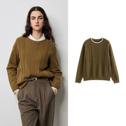 Women's twisted pattern pullover sweater, view 2 - MRSLM