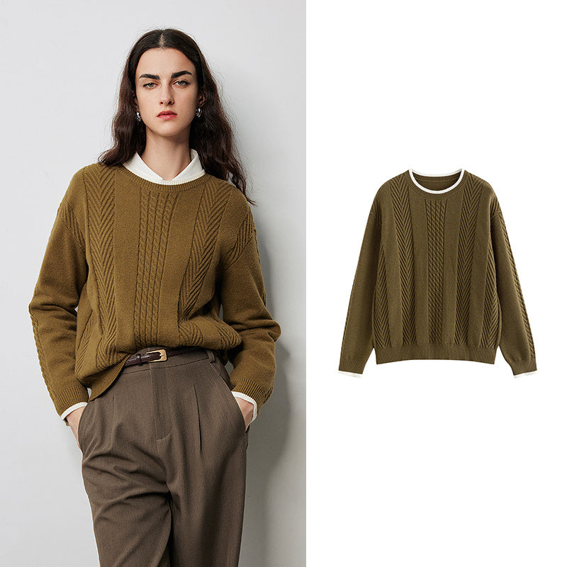 Women's twisted pattern pullover sweater, view 2 - MRSLM