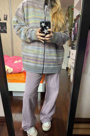 rainbow striped zip cardigan, view 4 - MRSLM