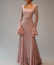 Square collar bell sleeve dress, view 9 - MRSLM