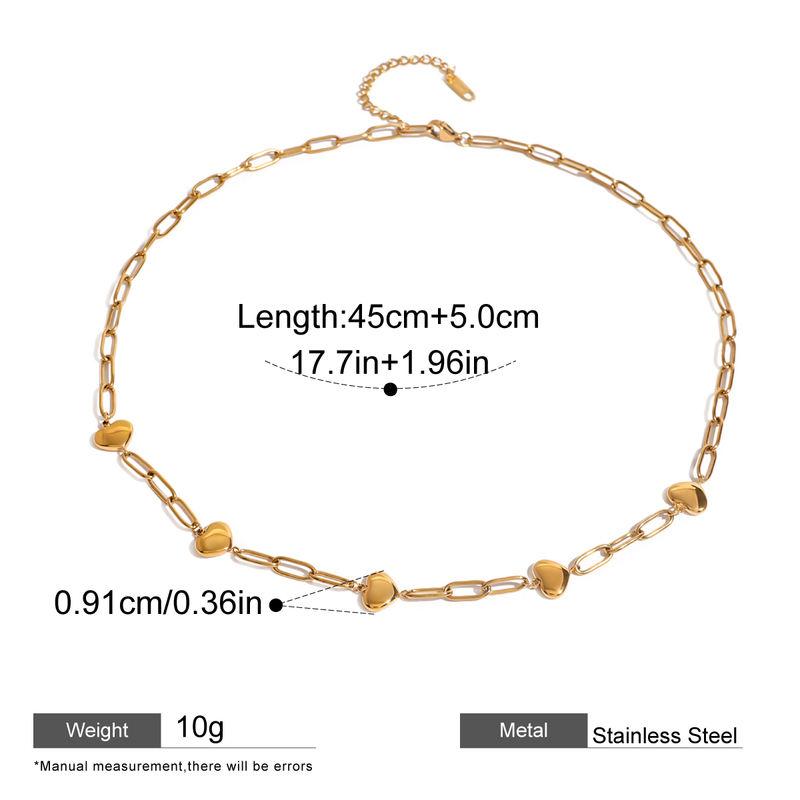 Paper clip love heart necklace, gold plated, view 2 - MRSLM