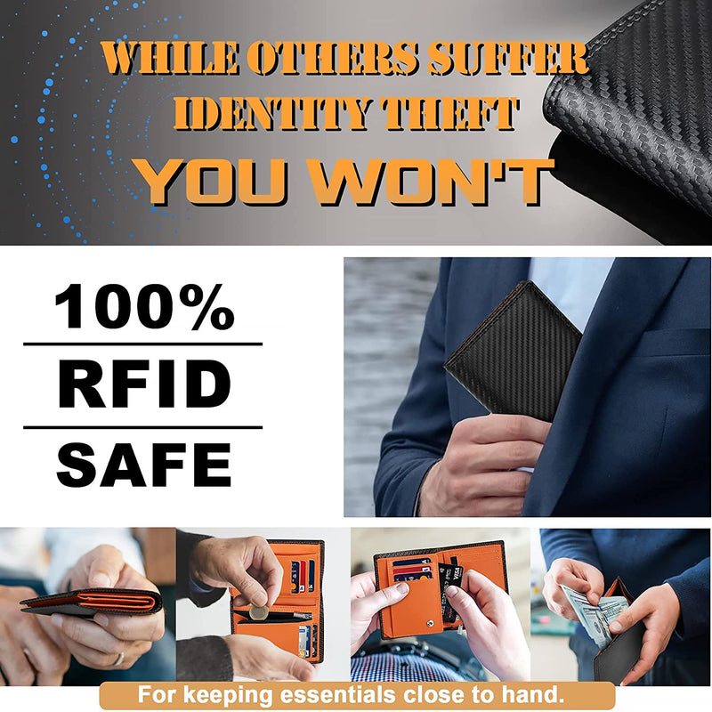 carbon fiber men's slim wallet with RFID, view 5 - MRSLM