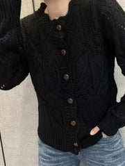 women's short crochet cut-out cardigan, view 6 - MRSLM