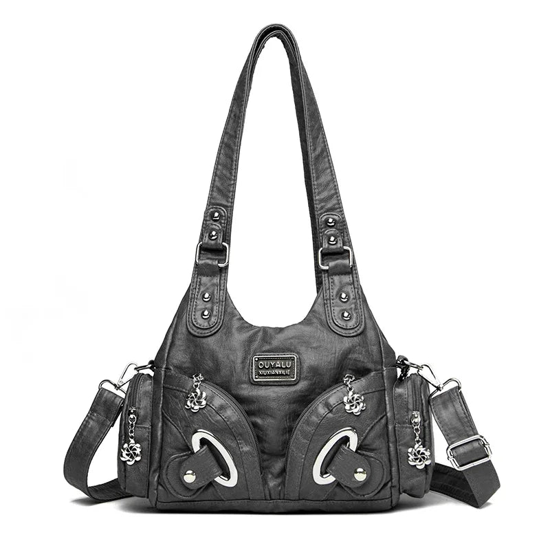 soft leather crossbody tote bag, view 3 - MRSLM