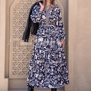 blue printed embroidered dress - MRSLM