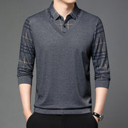 fake two-piece lapel men's t-shirt, view 2 - MRSLM