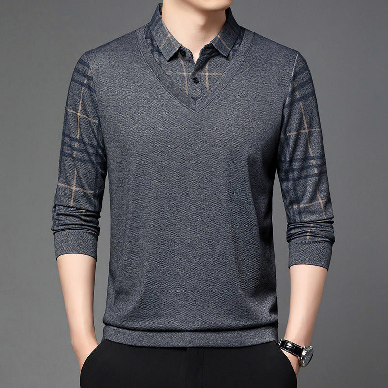 fake two-piece lapel men's t-shirt, view 2 - MRSLM