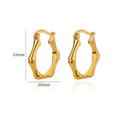 round gold stainless steel earrings, view 3 - MRSLM