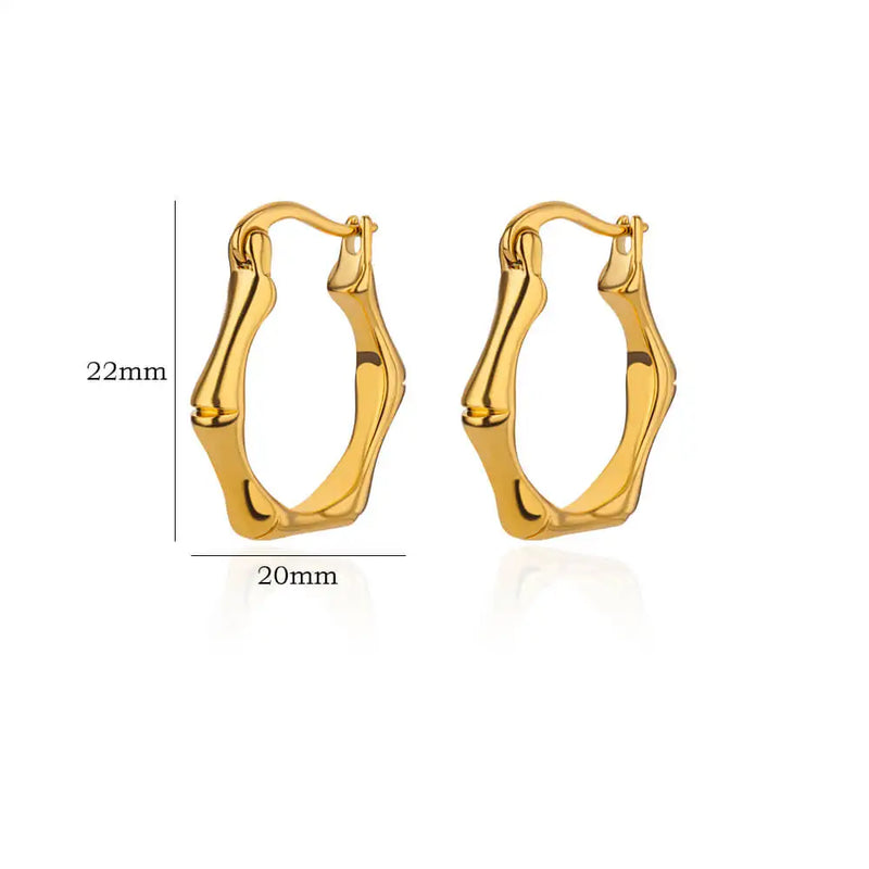 round gold stainless steel earrings, view 3 - MRSLM