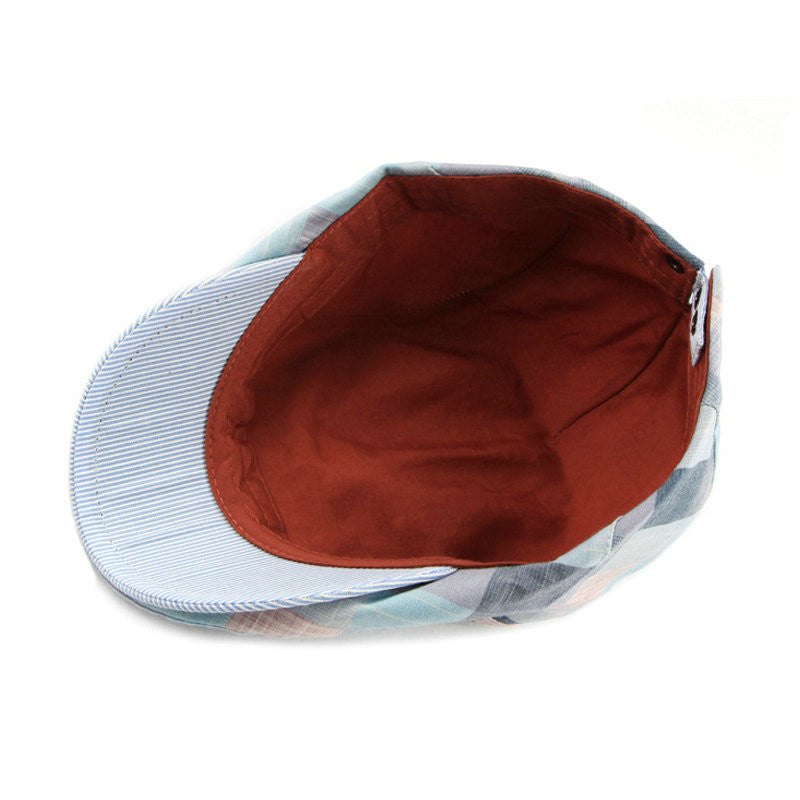 checkered cotton cap with short brim, view 6 - MRSLM