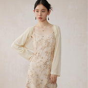 floral A-line midi dress with lace details - MRSLM