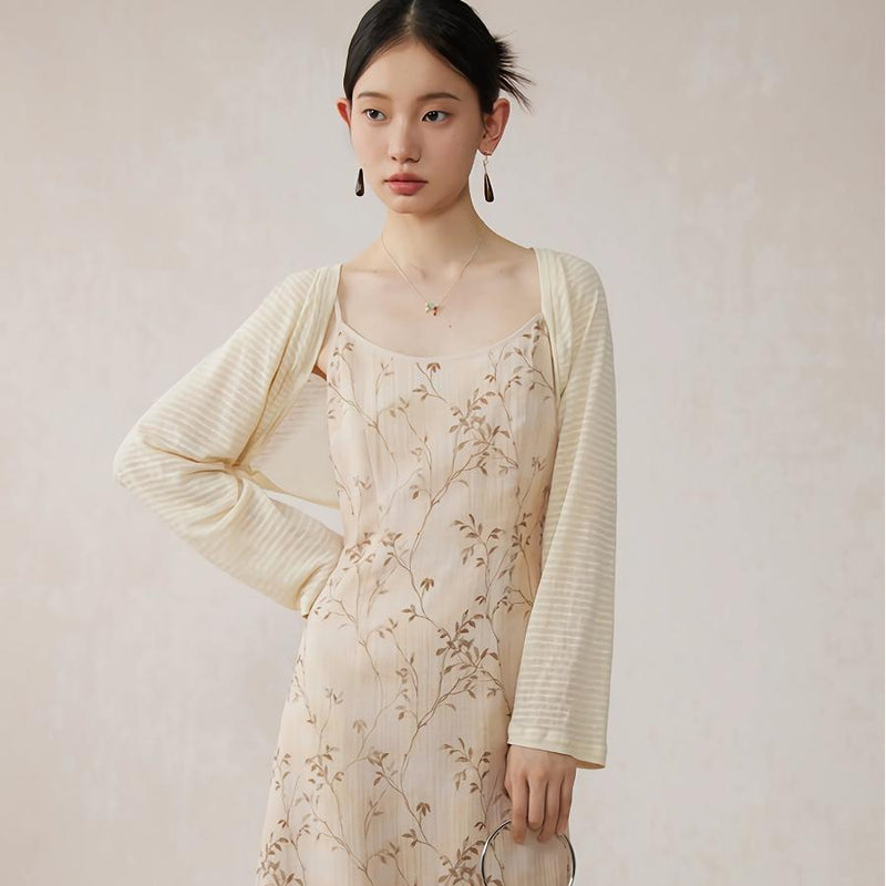floral A-line midi dress with lace details - MRSLM