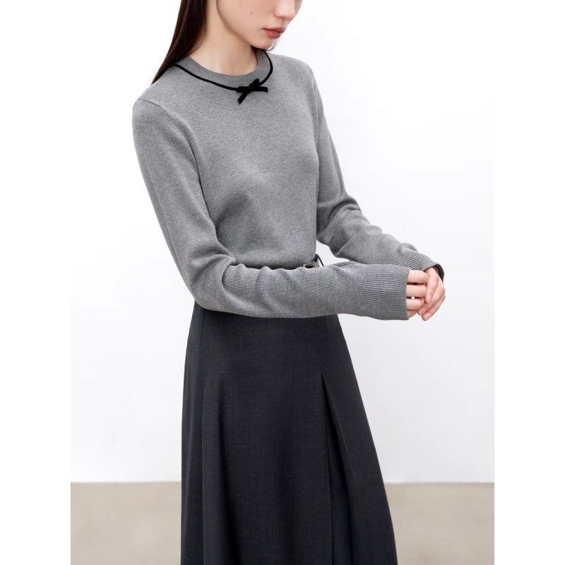 petite knitted sweater with bow detail, view 2 - MRSLM