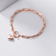 s925 silver double ring heart bracelet, view 3 - MRSLM