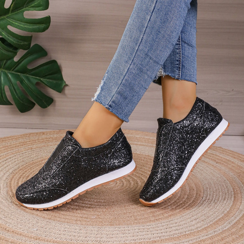sequined slip-on flats, view 3 - MRSLM