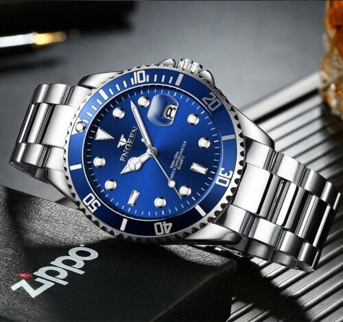 men's stainless steel luminous quartz watch, view 3 - MRSLM