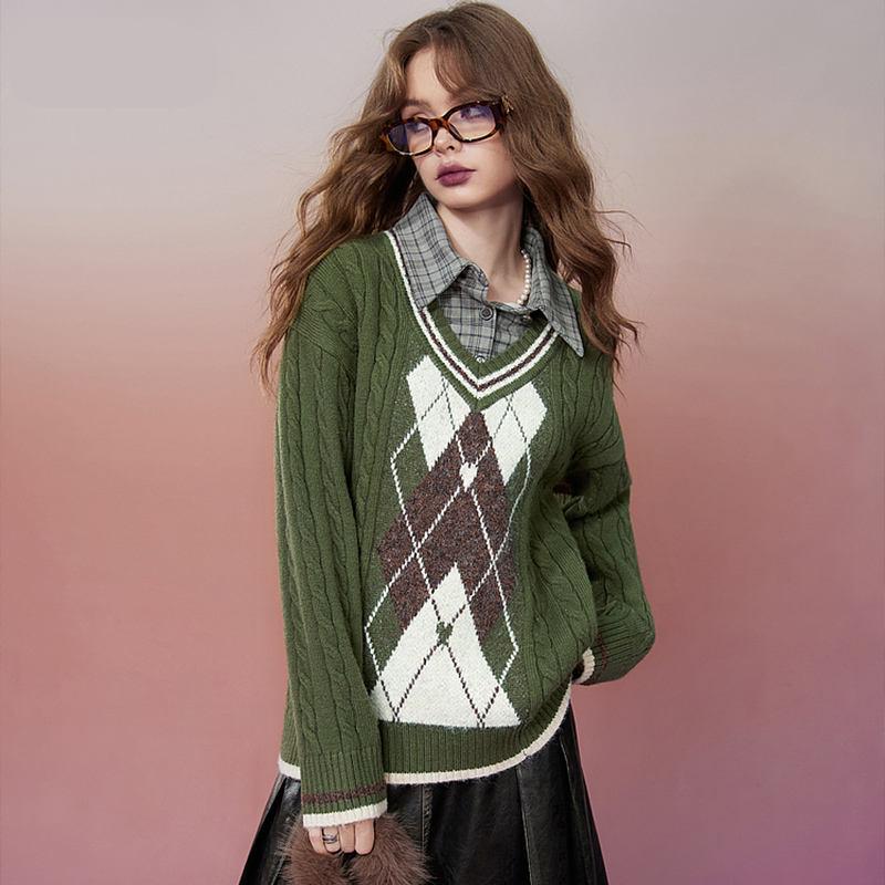 retro rhombus pullover sweater - MRSLM