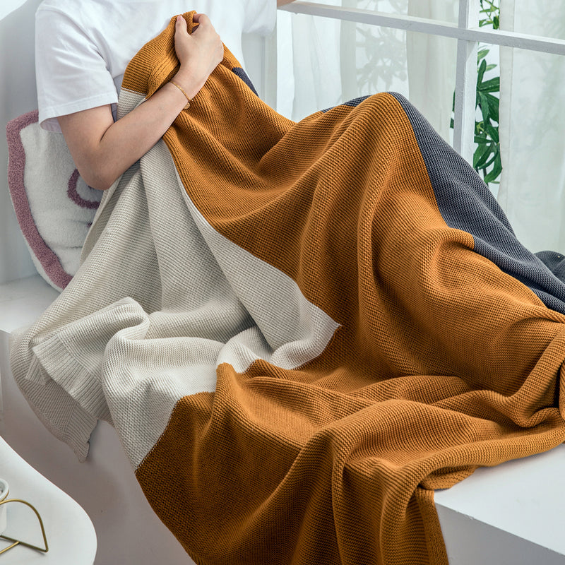 cotton knitted plaid blanket, view 7 - MRSLM