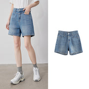 high-waist denim shorts, view 2 - MRSLM