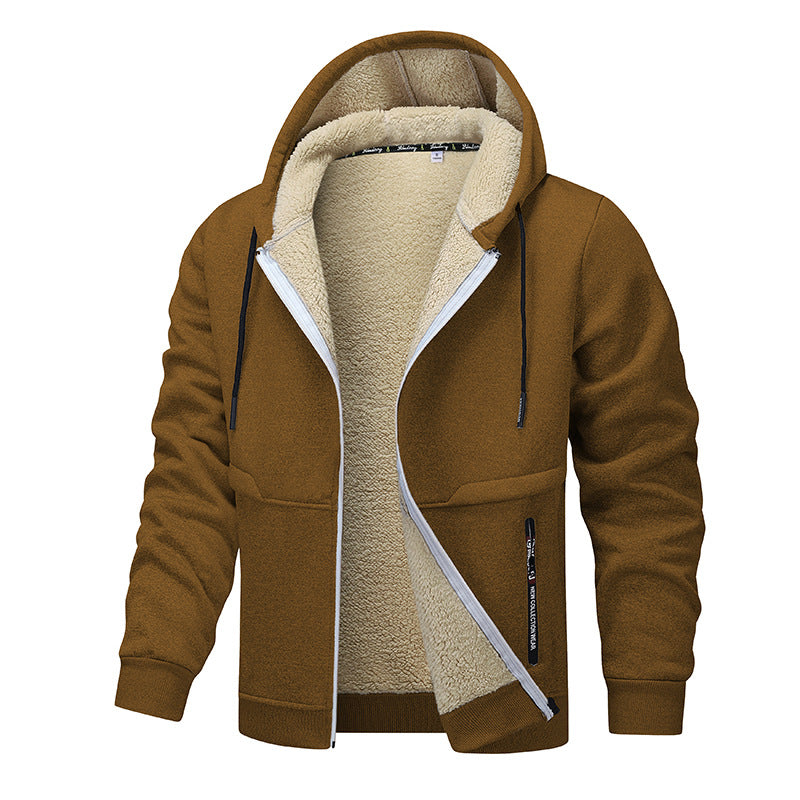 Men's Sherpa Lined Zip-Up Hoodie Jacket