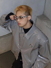 loose padded shoulder zip jacket, view 2 - MRSLM
