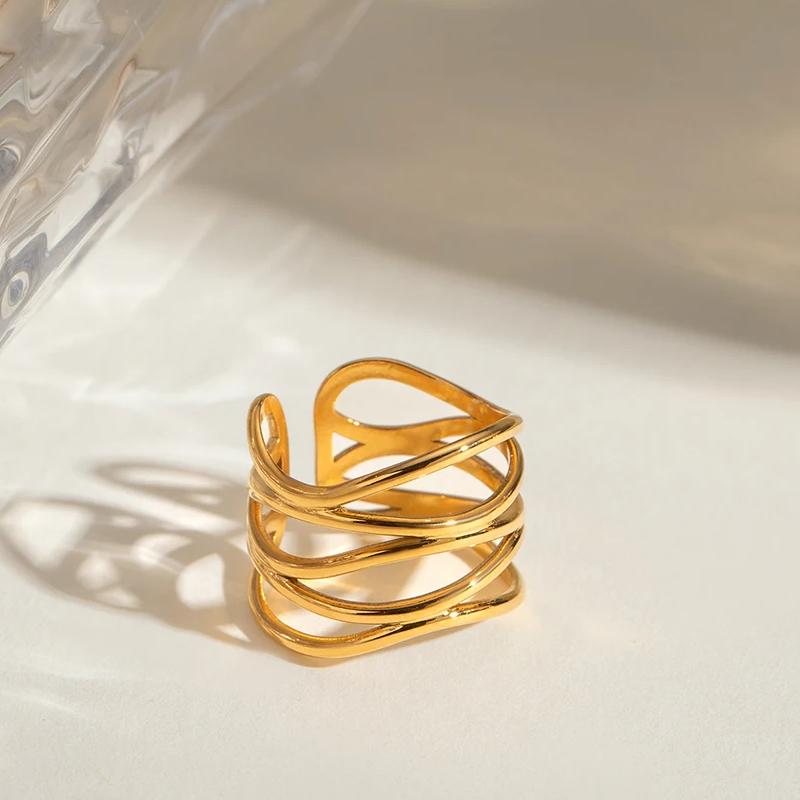 stainless steel multi-layer hollow open ring, view 5 - MRSLM