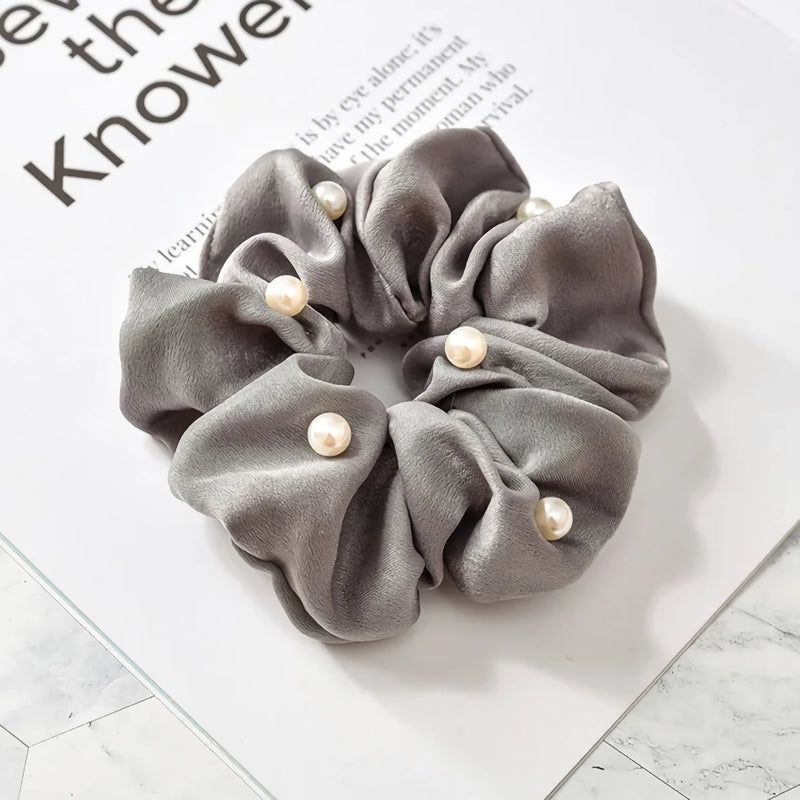 satin pearl scrunchies, view 7 - MRSLM