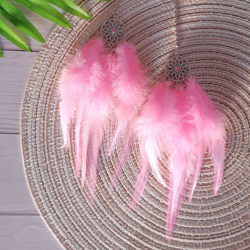 dream catcher car ornament with feather, view 4 - MRSLM
