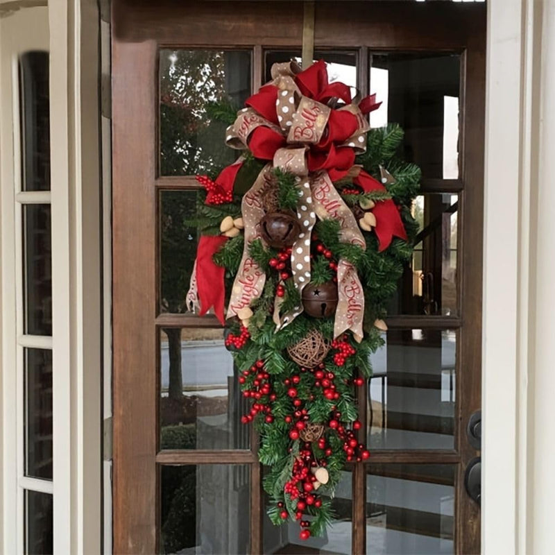 Candy cane Christmas teardrop door swag, view 5 - MRSLM