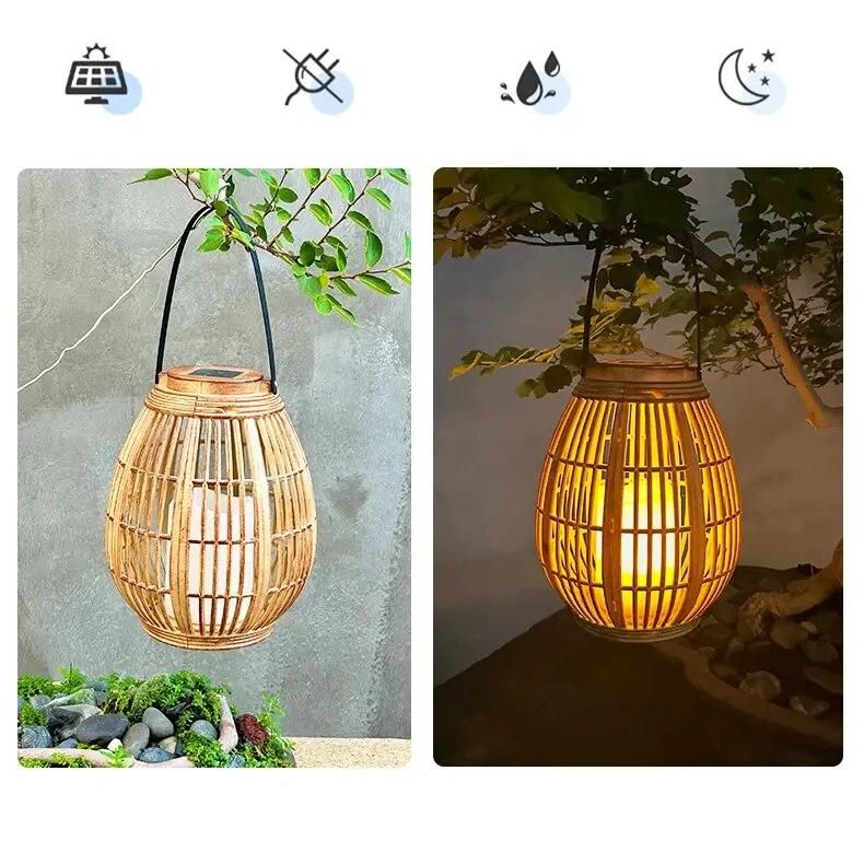 Solar Bamboo Lantern LED Garden & Balcony Decorative Light