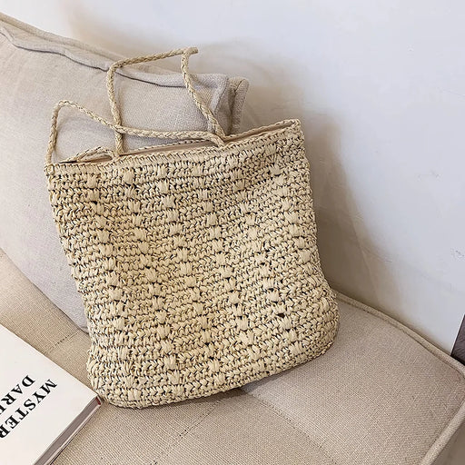 summer straw tote bag, view 2 - MRSLM